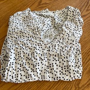 Long sleeve white with black heart shirt